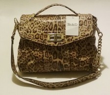 BEAUTIFUL Be&D LEOPARD PRINT LEATHER TOP HANDLE/SATCHEL 