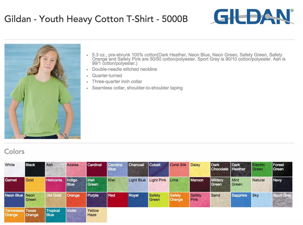 100 Gildan Youth T-SHIRTS COLORS 112 WHITE BLANK BULK LOT XS-XL