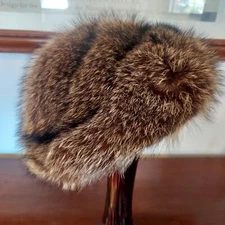 Vtg Finn Raccoon Fur Hat. Russian Style.1980's, EVANS, Chicago.  Whole Hat Fur. 