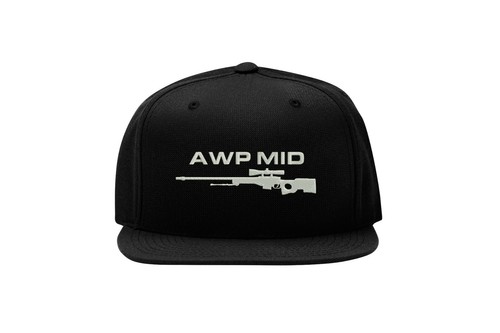 Awp Mid Fps Logo CS Gamer Geek Snapback Baseball Cap Fullcap Flat Bill Hat - Picture 3 of 5