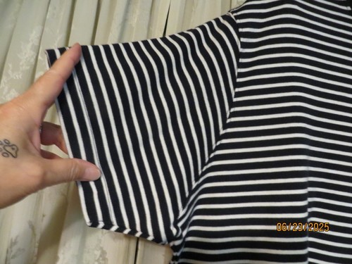 Damenpullover Übergröße 2X marineblau/weiß gestreift Kurzarm Oberteil Karen Scott II - Bild 2 von 7