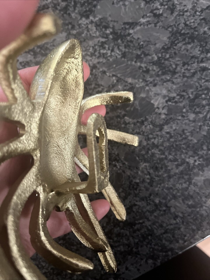 Halloween 6" Gold Metal Spider Decor Decorations Wall Table Top Boho