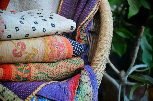5 Pc Indian Handmade Kantha quilt Vintage Gudari Bedspread Cotton Blanket Throw - Picture 1 of 6