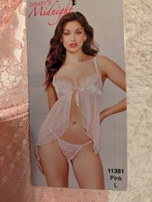 Seven Til Midnight- 2 piece PINK Lace Underwire lingerie Sz L NWT
