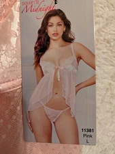 Seven Til Midnight- 2 piece PINK Lace Underwire lingerie Sz L NWT
