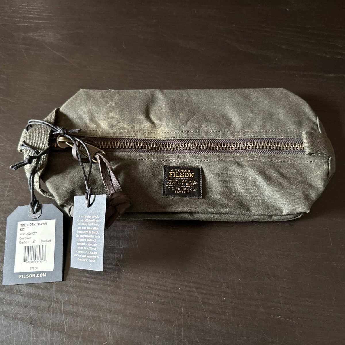Filson Tin Cloth Travel Kit, OtterGreen, One Size, Factory Filson Tin Cloth Travel Kit, OtterGreen, One Size, Factory
