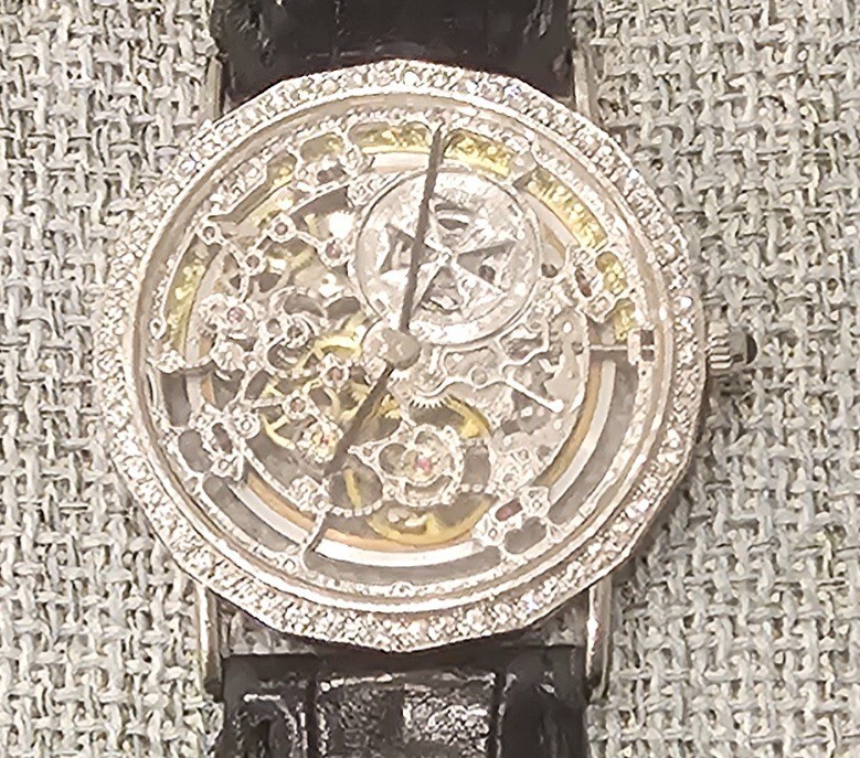 pre-owed watch men vacheron constantin skeloton automatic white gold