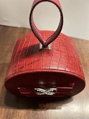 Wolf Designs Genuine Red Leather Travel Jewelry Box Case
