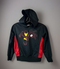 MARVEL Iron Man Hoodie Child's Boys XS 4/5 Black  Red Long Sleeve Fleece lined