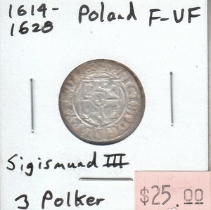 Poland-Sigismund-III-3-Polker-1614-1628-F-Fine