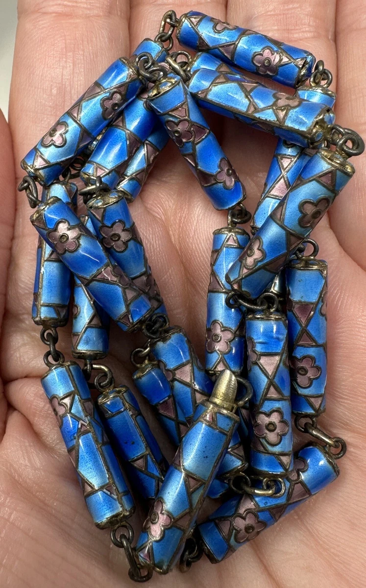 Blue enamel best sale necklace