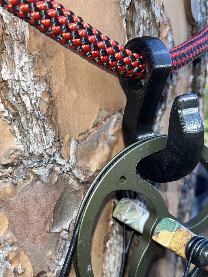 🏹 Archery Saddle Rope Tether Gear Hanger (2) Hooks Bow Crossbow Amsteel ...