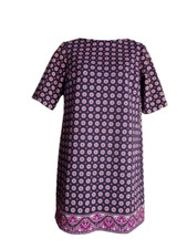 Banana Republic Shift Boatneck Midi Dress Size 0 Petite Purple Pink Floral Print