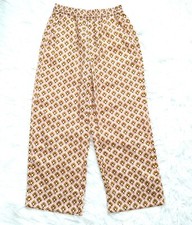 Zara Satin Geometric High Waisted Wide Leg Pajama Style Capri Pants Size S NWOT