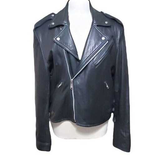 Vintage Hard Rock London Leather Biker Jacket Women’s Size Small Black