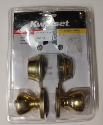 Kwikset Polished Brass Tylo Entry Lock With Deadbolt Combo Pack, 96900-253