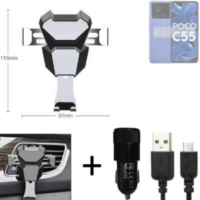 Lüftungsschlitz Autohalterung für POCO C55 + Autoladegerät Auto-Halter Handy 