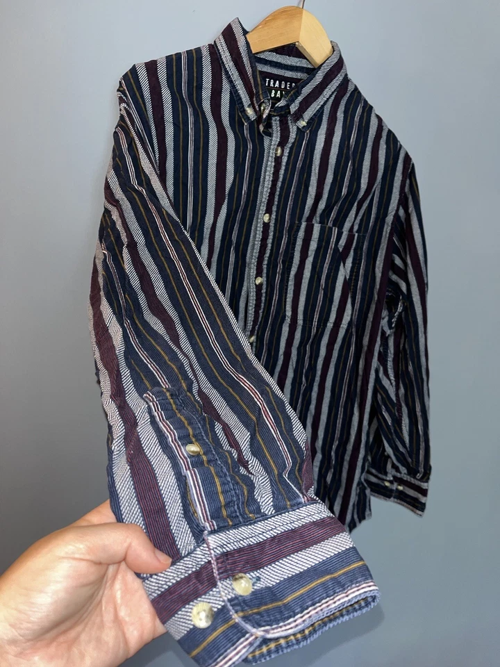 Striped Long Sleeve button up shirt, multi-colored, size men's large, Trader Bay - Image 2 of 4