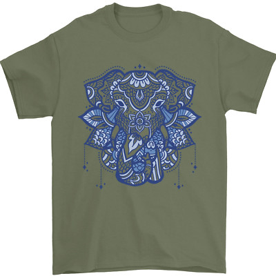 Mandala Art Elephant Herren T-Shirt 100% Baumwolle