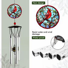 24" Cardinal Wind Chime Outdoor Home Patio Garden Decor Gift for Women Mom