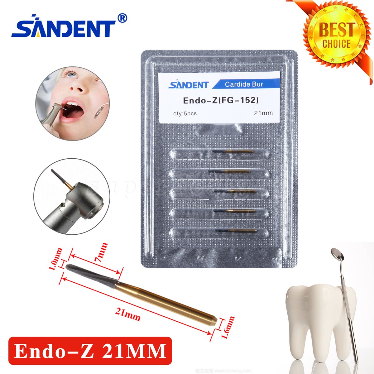 Dental Endodontic ENDO-Z Tungsten Carbide Burs FG Round 21mm High