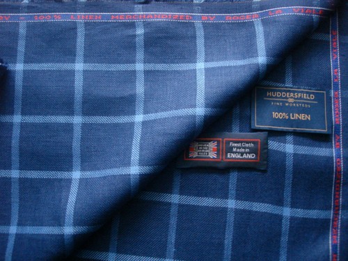100% LINEN CASUAL “Check/Windowpane” JACKETING, SUITING FABRIC – By meter: 1.0 m - Picture 11 of 12