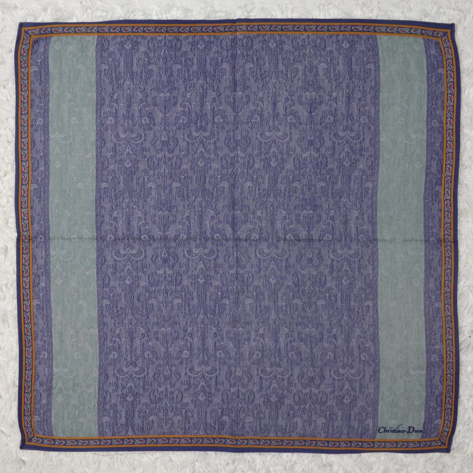 Foulards de poche carrés en coton jacquard bleu L552 CHRISTIAN DIOR 17,5