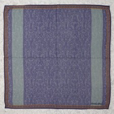 L552 CHRISTIAN DIOR Blue Jacquard Cotton Scarf Scarves Pocket Square 17.5" X18"