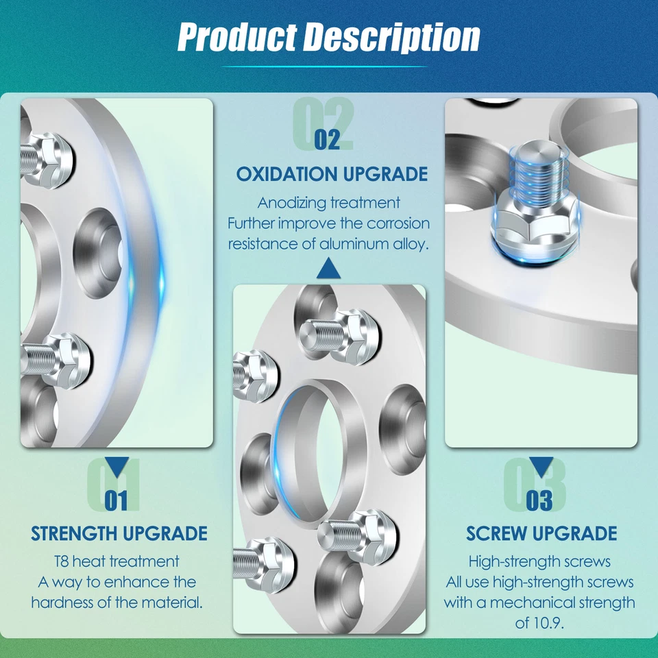 4 piezas espaciadores de rueda centrados en el cubo de 15 mm 4x100 para Toyota Corolla Echo Mazda MX-5 Miata Foto 3 de 4