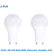 2 Bulbs, 9W 60W Equivalent , Dimmable,A19 LED,Daylight 5000K,GU24 Base Bulb