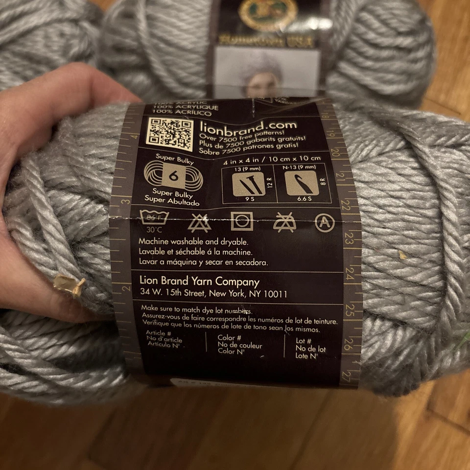 Lote De 4 Hilos Marca León Ciudad Natal EE. UU. Dallas Gris 5 OZ Madejas Super Voluminosas 6 Foto 4 de 4