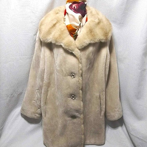 VINTAGE Deluxe Fellähnlicher MANTEL Creme Beige Elfenbein Goldknöpfe Superior Stoff RAR - Bild 2 von 14
