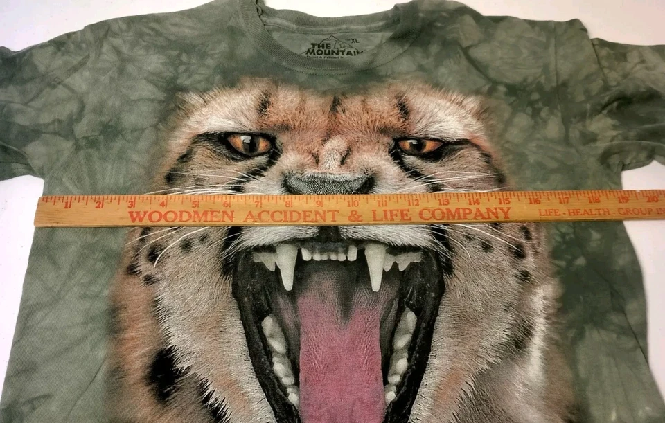 Camiseta The Mountain Leopard Face Juvenil XL Verde Tie Dye Animal Gato Naturaleza Foto 3 de 4