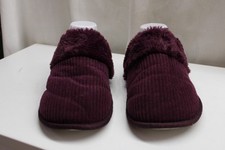 EAST 5th Memory Foam Comfy Non-Slip House Slippers Purple Corduroy Puff Faux Fur