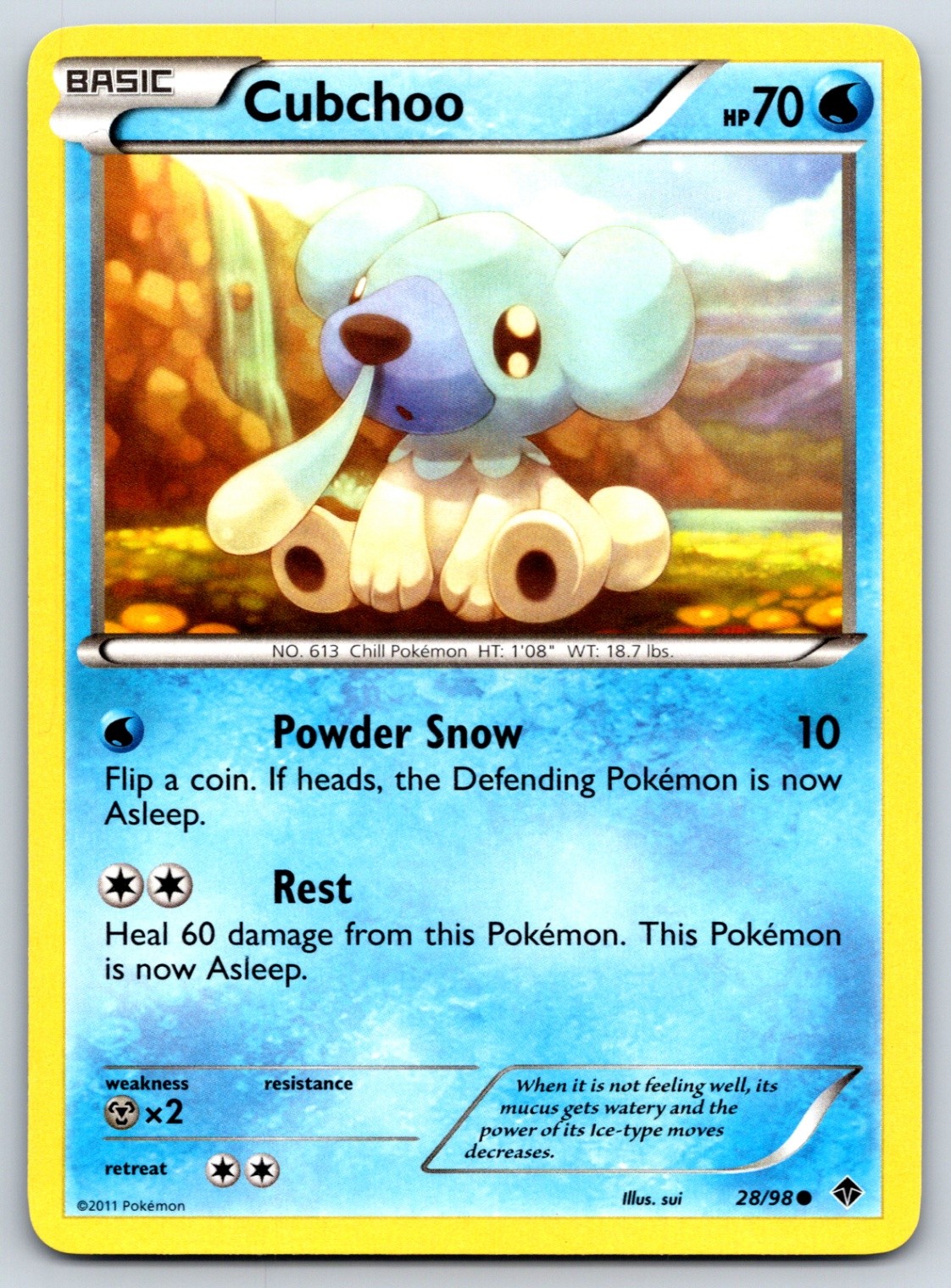 Cubchoo (28) Emerging Powers 28/98 Pokemon Card NM