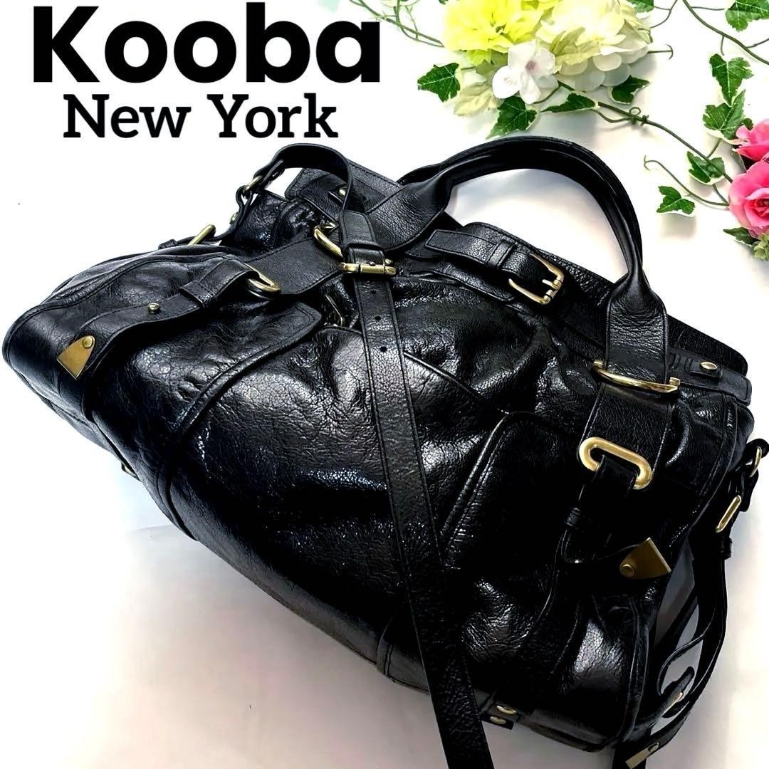 Borsa a mano Kooba Tote Bag 2 vie pelle nera y2k vintage archive japan rara...
