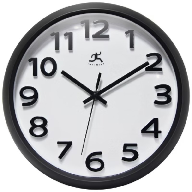 10.75" Raised Numeral Wall Clock Black