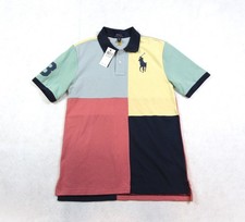 Ralph Lauren POLO Pastel Multi Colorblock Big Pony Youth Kids Shirt Sz XL 18-20