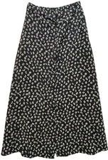 Sostanza Womens Button Front Midi Skirt Size Small Navy White Floral