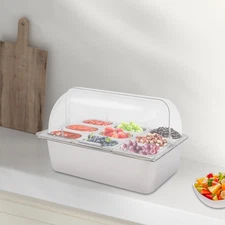 Food Serving Container Flip Top Serving Container w/ Lid + 9 Spoons & Clamps