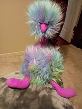 Jellycat London Rainbow PomPom 13" Plush Retired Ostrich Emu Bird NWT.