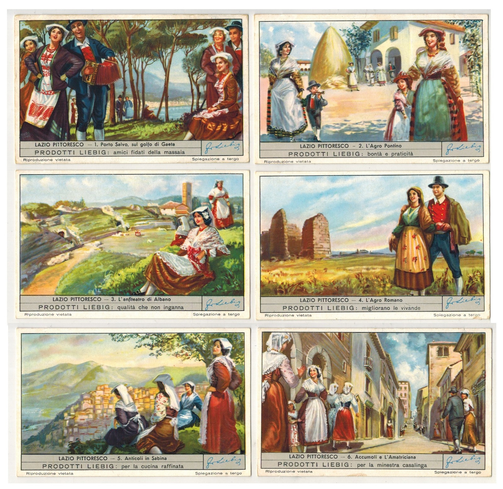 Liebig S1595 Set 6 Cards Lazio Pittoresco Italian Ed