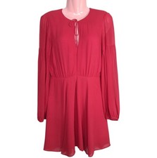 Reformation Women Red Dress 6 Long Balloon Sleeves Pullover/Zip 100% Viscose