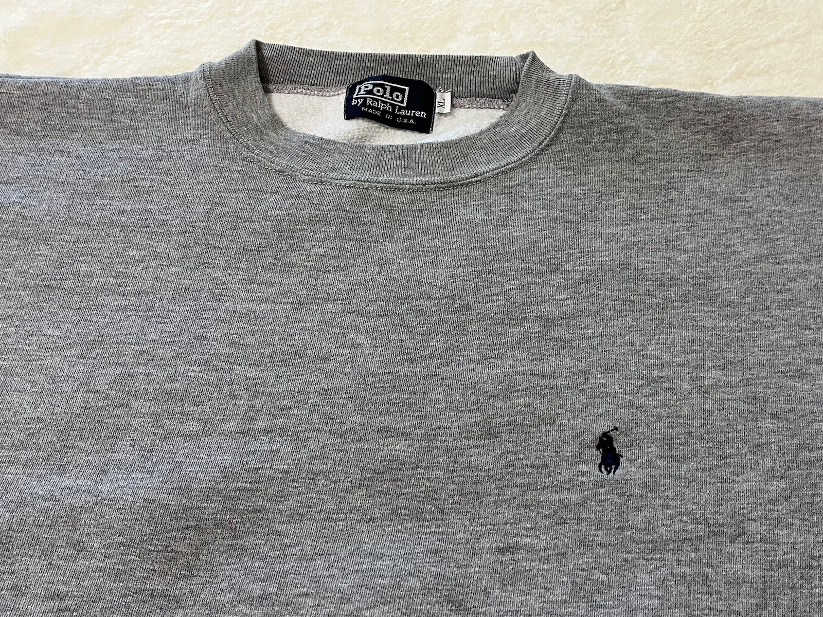 Felpa girocollo vintage anni 90 Polo Ralph Lauren uomo grigia logo pony taglia XL