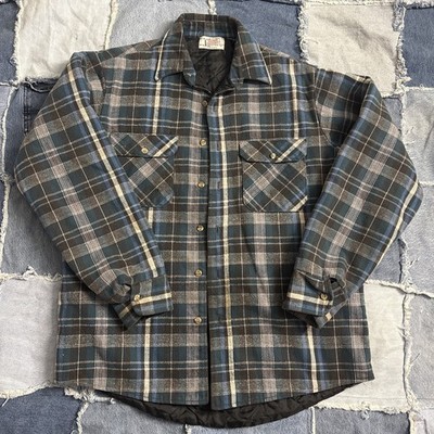 Vintage Made In USA Private Property Quilted Lined Flannel Share Large Grunge