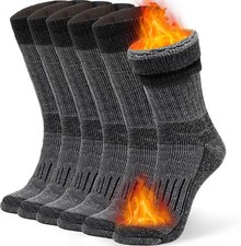 Alvada Warm Thermal Wool Socks for Winter Medium-Large, A8-black 3 Pairs 