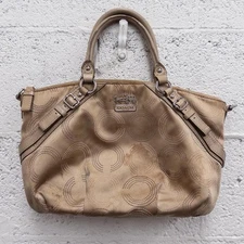 Vintage Y2K Coach Madison Sophia Op Art Satchel Beige Handbag Purse