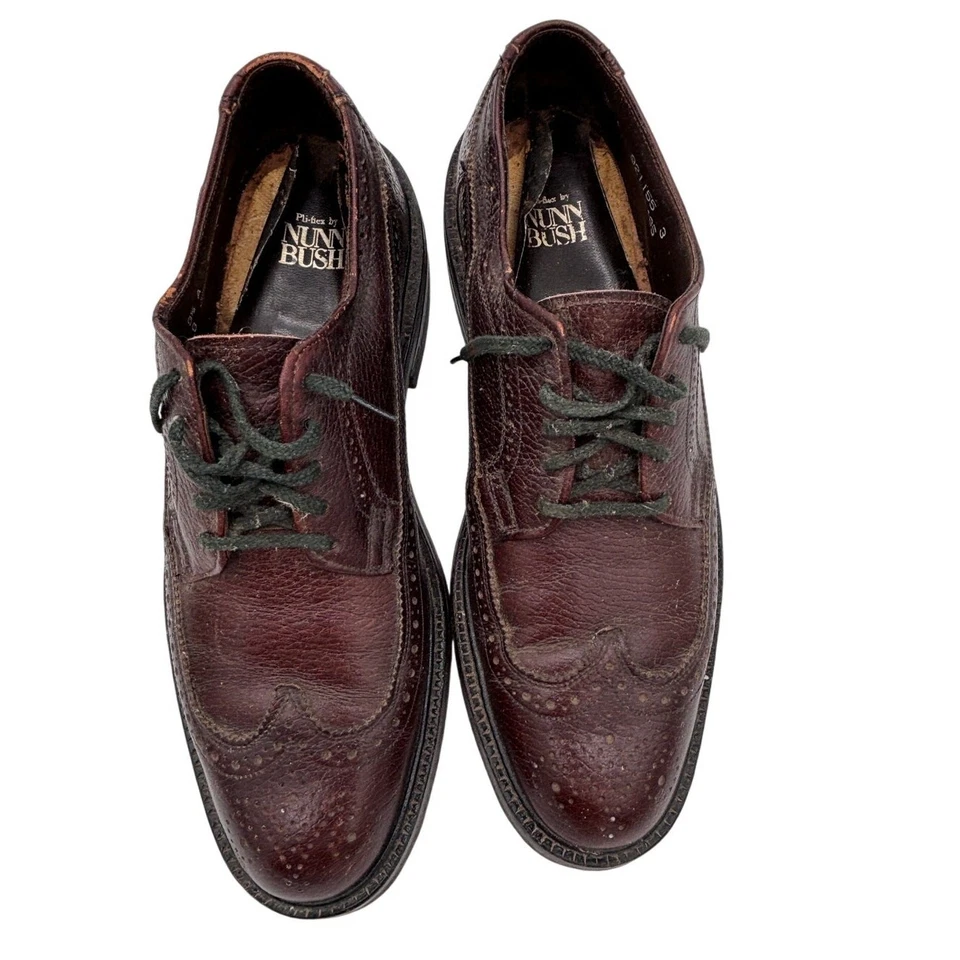 Vestido Oxford Vintage Nunn Bush Cuero Borgoña Punta de Ala Para Hombre Talla 9.5 A  Foto 3 de 4
