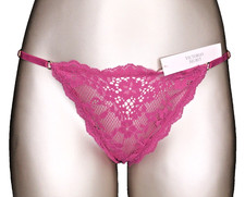 Victoria's Secret Dream Angels NWT Large Pink V String Lace Panty Adjustable