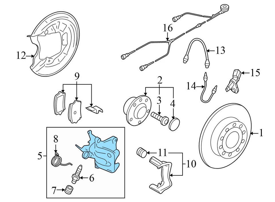 2009-2013 AUDI A3 QUATTRO - задний правый тормозной суппорт 5K0615424 - Изображение 4 из 4